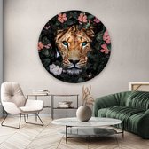 Muurcirkel Jungle Lioness Round - Dibond - ⌀80 - Meerdere Afmetingen & Prijzen