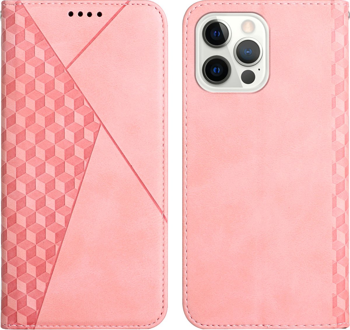 Apple iPhone 13 Pro Book Case - PU Lederen Telefoonhoesje - Pasjeshouder - Roze