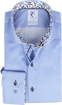 R2 Amsterdam - Overhemd Minimalistic Print Lichtblauw - 38 - Heren - Modern-fit