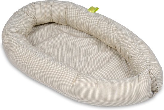 Foto: Babynest baby nestje 0 8 maanden 100 katoen 82x54cm beige geruit