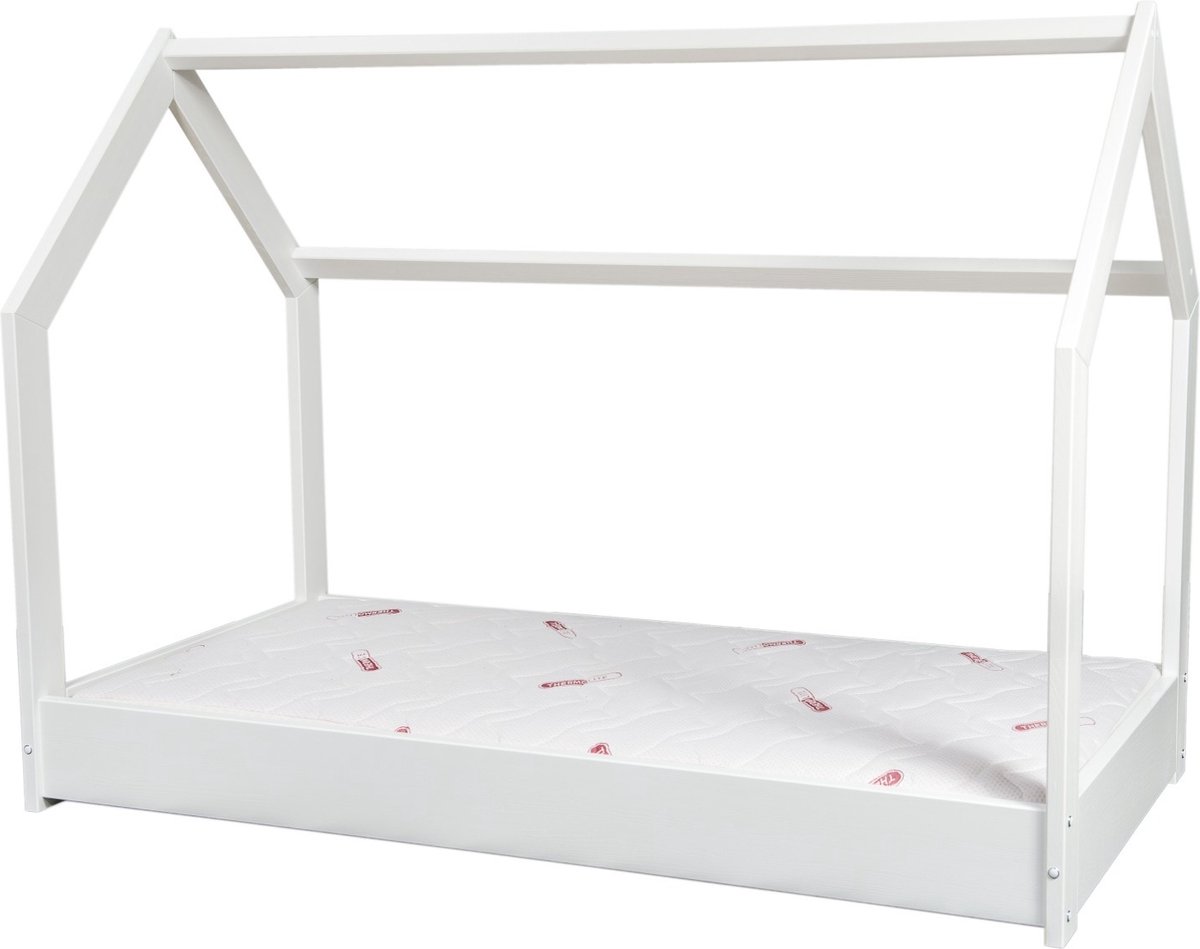 Bedhuisje - 90x190 cm - met matras - wit