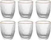 Set van 6 glazen met gouden rand ESMA - Transparant - H. 10,3 cm - 36 cl