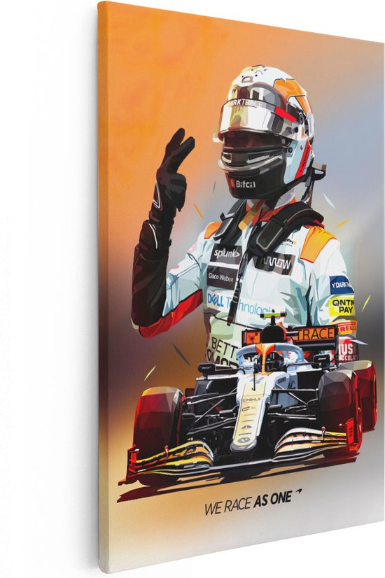 Artaza Canvas Schilderij Lando Norris bij McLaren F1 - 40x60 - Poster Foto op Canvas - Canvas Print