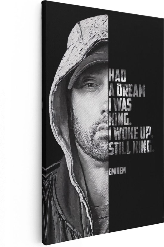 Artaza Canvas Schilderij Eminem Quote - Had a Dream I was King - 60x90 - Foto Op Canvas - Wanddecoratie