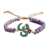 Marama - verstelbare armband Ohm paars-turquoise - edelsteen Amazoniet - Ohm teken - cadeautje voor haar
