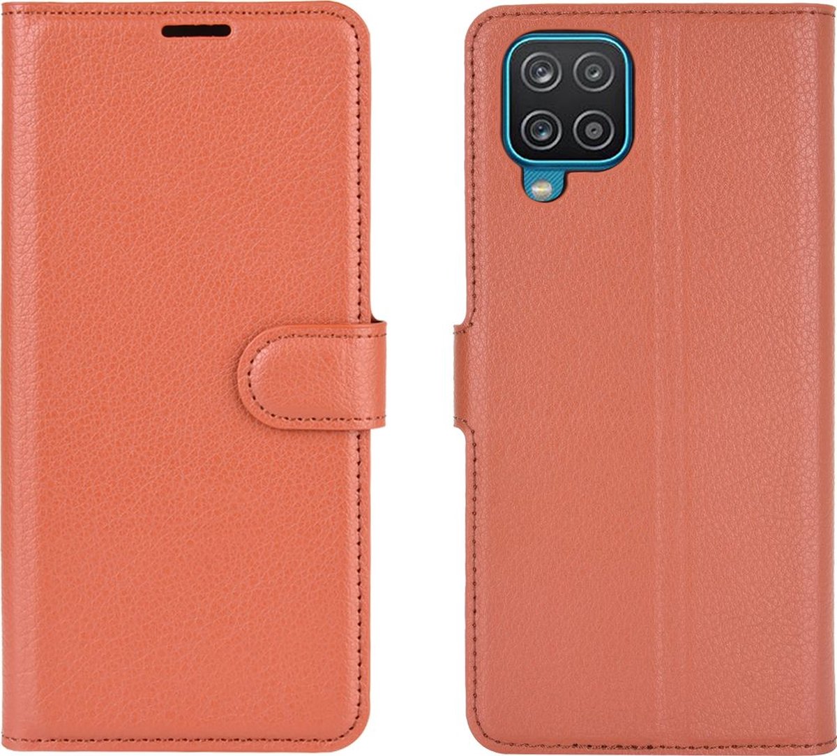 Mobigear Telefoonhoesje geschikt voor Samsung Galaxy A12 Hoesje | Mobigear Classic Bookcase Portemonnee | Pasjeshouder voor 3 Pasjes | Telefoonhoesje voor Pinpas / OV Kaart / Rijbewijs - Cognac