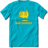 Bier express T-Shirt | Unisex Kleding | Dames - Heren Feest shirt | Drank | Grappig Verjaardag Cadeau tekst | - Blauw - L