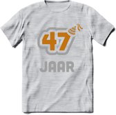 47 Jaar Feest T-Shirt | Goud - Zilver | Grappig Verjaardag Cadeau Shirt | Dames - Heren - Unisex | Tshirt Kleding Kado | - Licht Grijs - Gemaleerd - M