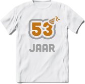 53 Jaar Feest T-Shirt | Goud - Zilver | Grappig Verjaardag Cadeau Shirt | Dames - Heren - Unisex | Tshirt Kleding Kado | - Wit - 3XL