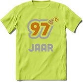 97 Jaar Feest T-Shirt | Goud - Zilver | Grappig Verjaardag Cadeau Shirt | Dames - Heren - Unisex | Tshirt Kleding Kado | - Groen - M