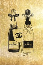 Glasschilderij met Goud - Chanel Champagne - 60 x 80 cm