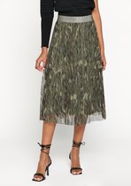 LOLALIZA Midi plissérok in camouflage - Khaki - Maat M