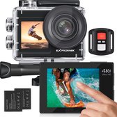 Exprotrek Action Cam 4K onderwatercamera, waterdicht, 40 m, Ultra HD 20 MP-camera, 170 graden ultragroothoek, wifi, camcorder, EIS-stabilisatie met dual 1350 mAh batterij