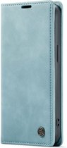 iPhone 13 Pro Max Bookcase hoesje - CaseMe - Effen Aqua - Kunstleer