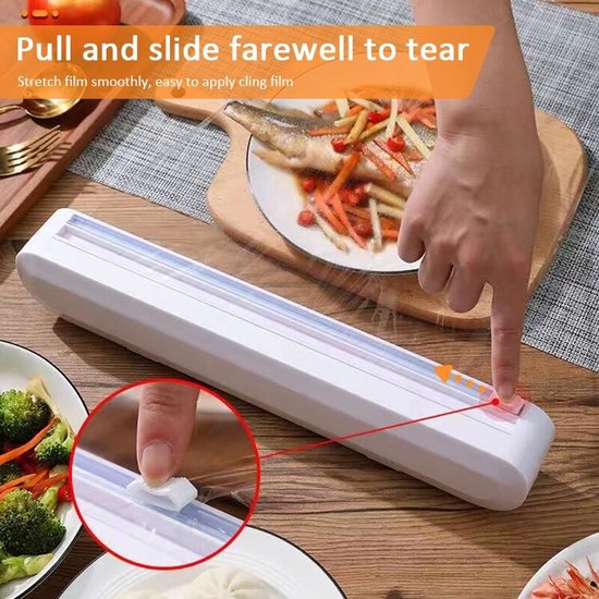 Foliesnijder, aluminiumfoliedispenser van bamboe, vershoudfolie, snijd