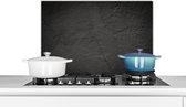Spatscherm Keuken - Kookplaat Achterwand - Spatwand Fornuis - 60x40 cm - Beton print - Zwart - Aluminium - Wanddecoratie - Muurbeschermer - Hittebestendig