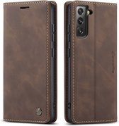 Hoesje Geschikt voor Samsung Galaxy S22+ - Wallet Case - Coffee - Caseme