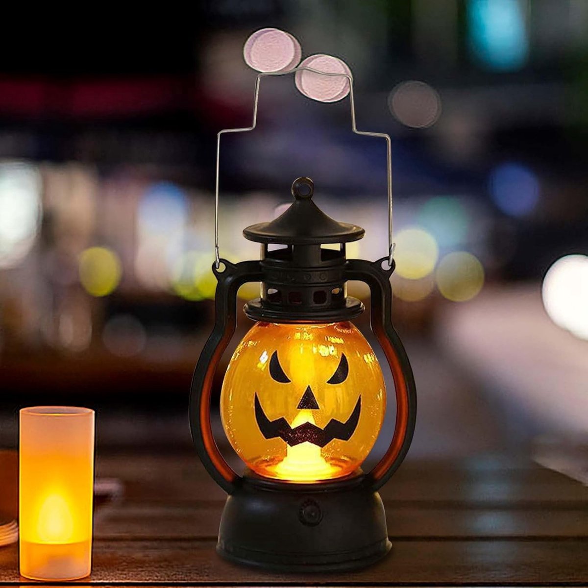 carmdering - Halloween Pompoenlamp - Mini Pompoen Decoratie - LED Pompoenlamp - Boos, batterij, 24 uur - Veilig en rookvrij, makkelijk op te hangen - Perfect voor thuis en feestjes - Binnen en buiten