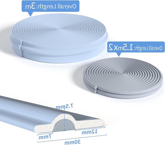 Isolerende Sealing voor Ramen en Deuren, Dubbele Isolatie, Geluidsisolatie, Waterdicht, Zelfklevend, Koude Bescherming (Grijs, 3 Meter) van Merkloos — afbeelding 5