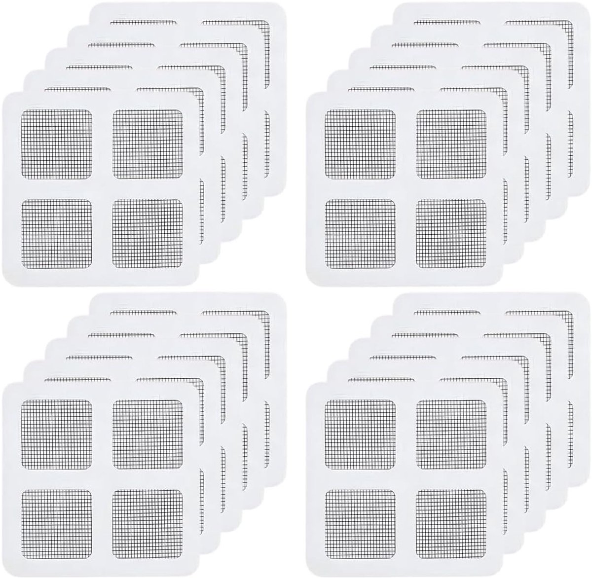 Haarvanger voor douche en afvoer, 20 stuks, zelfklevend wegwerprooster van glasvezel, 10 x 10 cm, ideaal voor badkamer en keuken, voorkomt verstoppingen