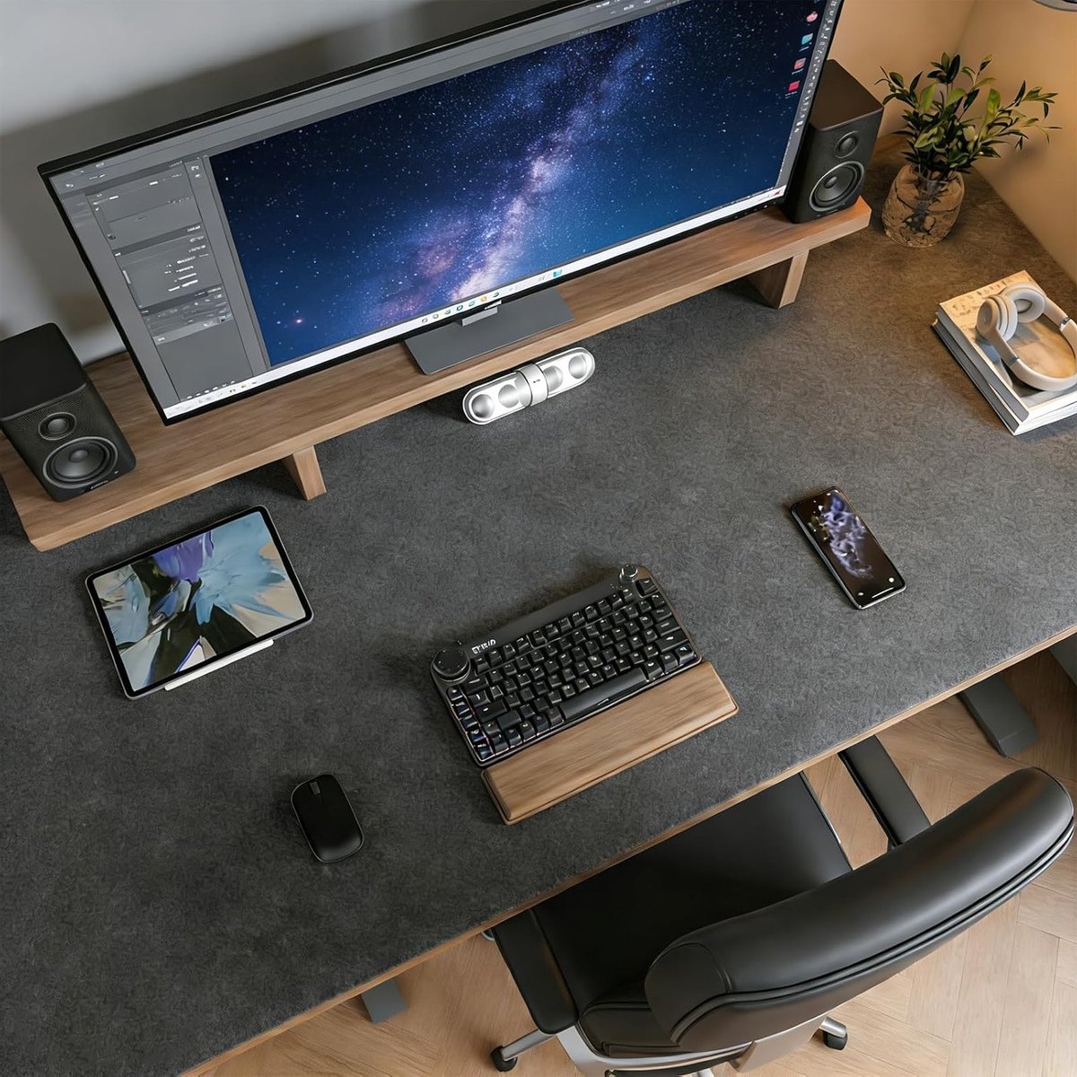 Ruime Vilt Bureau Mat 120 x 60 cm Antislip Ondergrond voor Computer, Toetsenbord en Muis - Ideaal voor Thuis en Kantoor
