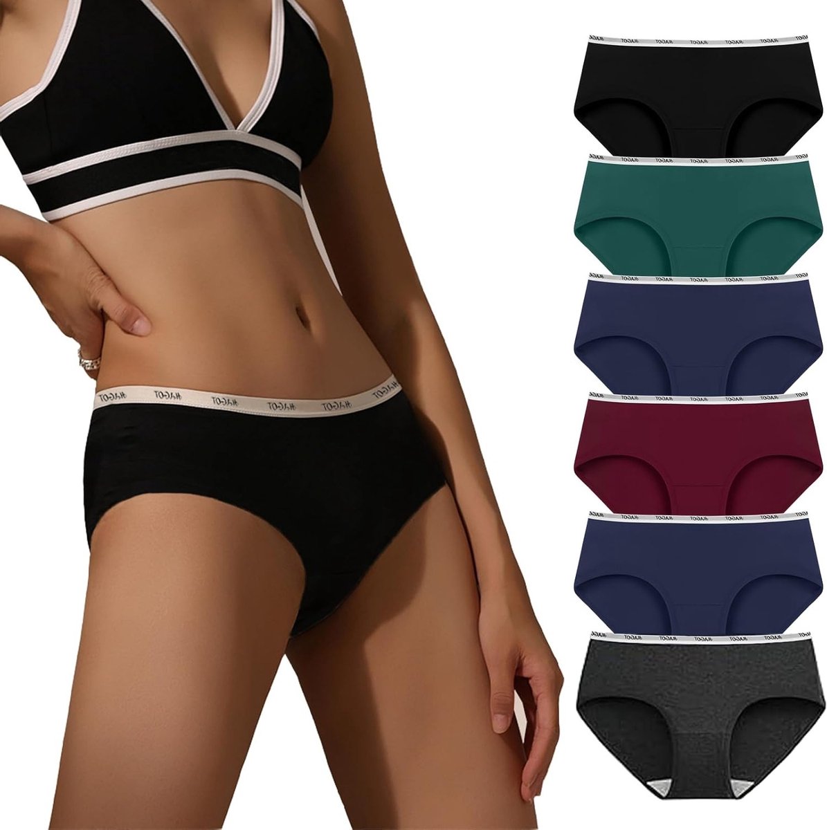 Comfortabele Damesondergoed Set van 6 Stuks, Lage Taille Katoenen Boxers, Stretchy en Ademend