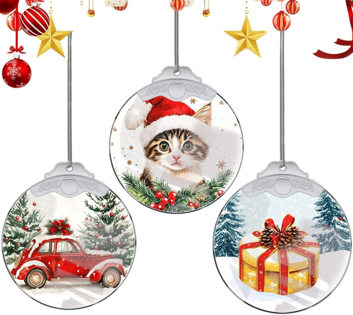 Kerstdecoratie Hangende Kristallen Ornamenten, Acryl Versieringen voor Auto-interieur, Handgemaakte Verzamelobjecten voor Feestjes en Cadeaus
