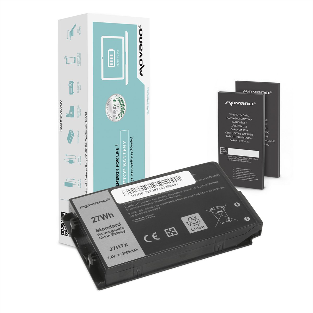 Movano J7HTX - Batterij - Dell Latitude Rugged 7202 7212 7220 - Hoogwaardige Compatibiliteit - Lange Levensduur