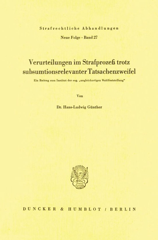 Strafrechtliche Abhandlungen. Neue Folge27- Verurteilungen i ... - cover