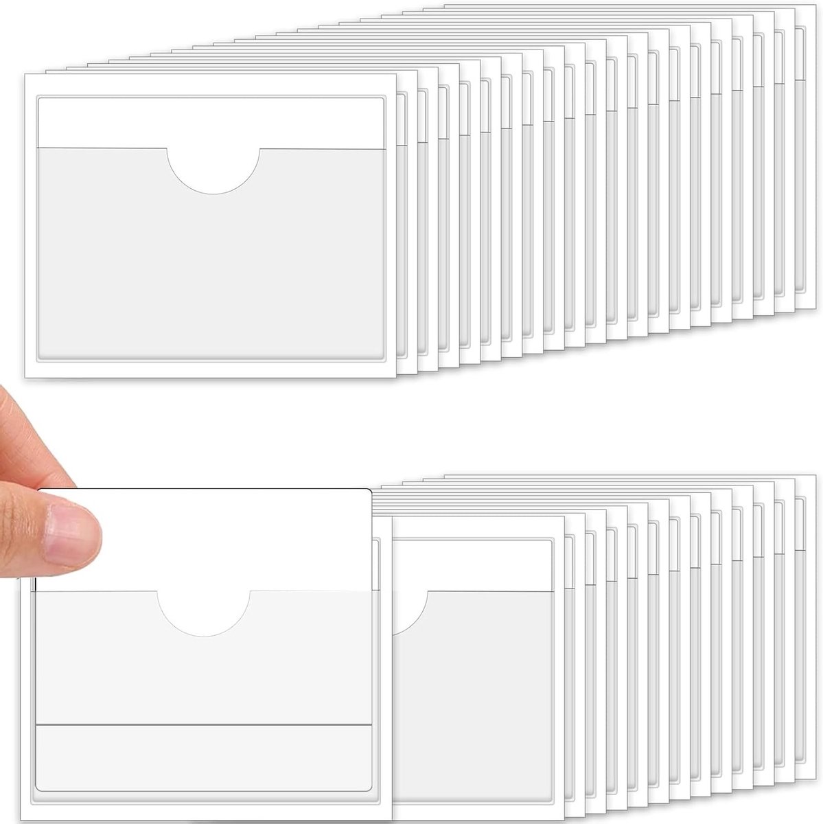 Set van 32 waterdichte labelhouders, 6 x 10 cm, zelfklevend voor kantoor, thuis en school, ideaal voor organiseren en sorteren