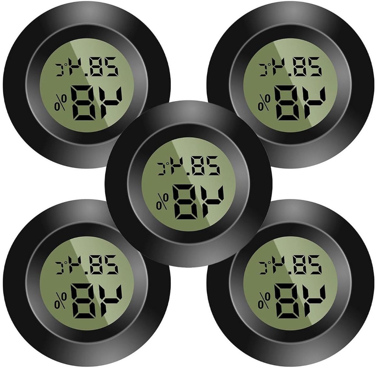 Set van 5 Mini Digitale Thermometers voor Binnen, Hygrometer, Temperatuur- en Vochtigheidsmonitor voor Thuis, Kinderkamer en Terrarium