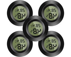 Set van 5 Mini Digitale Thermometers voor Binnen, Hygrometer, Temperatuur- en Vochtigheidsmonitor voor Thuis, Kinderkamer en Terrarium
