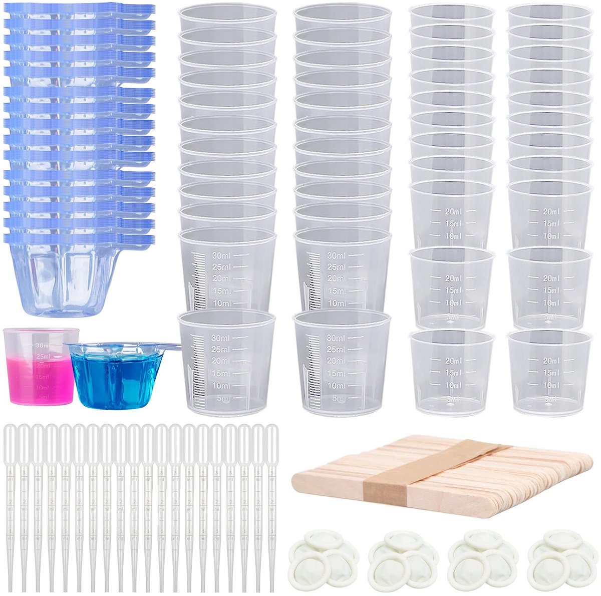 Store_7 - Resin Mixing Cups Set - Epoxy Mengbekers - Inclusief Druppelaars en Stokken - Se