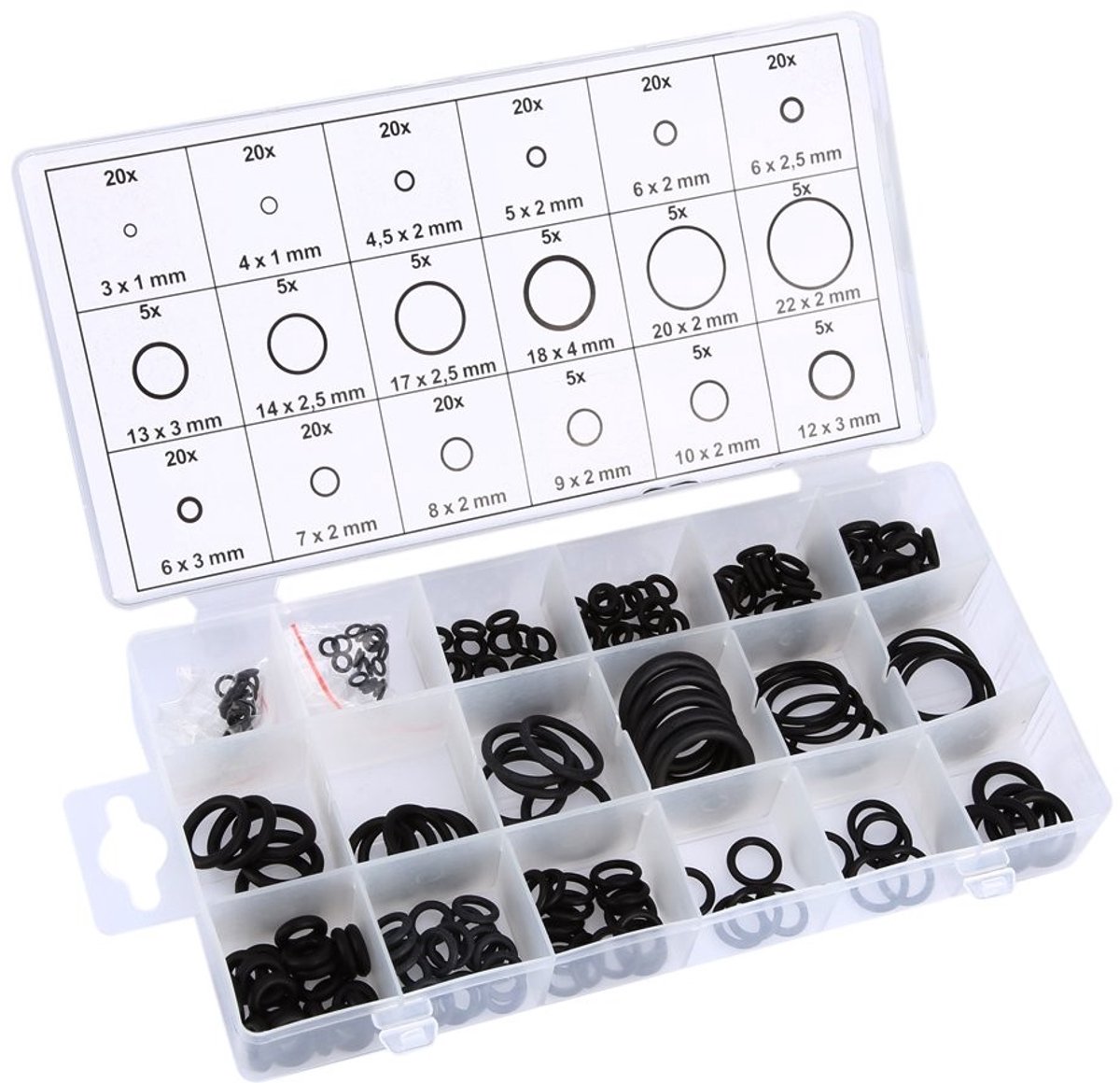 ONF3 - Rubber sealing ring set - 225-delige O-ring set - Ideaal voor afdichting - Diverse maten - Rubber nozzles assortiments - Geschikt voor ho...