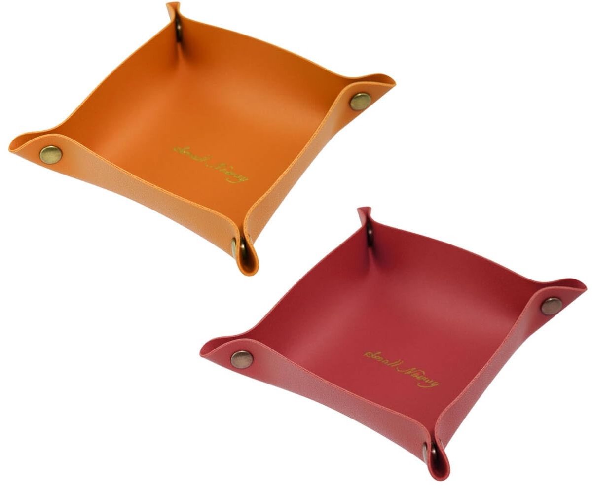 Store_9 - Empty Pouch - Faux Leather - Stijlvolle Opbergtray - Oranje-Rood - Sleutels, Sieraden - Multifunctioneel - 2 Stuks