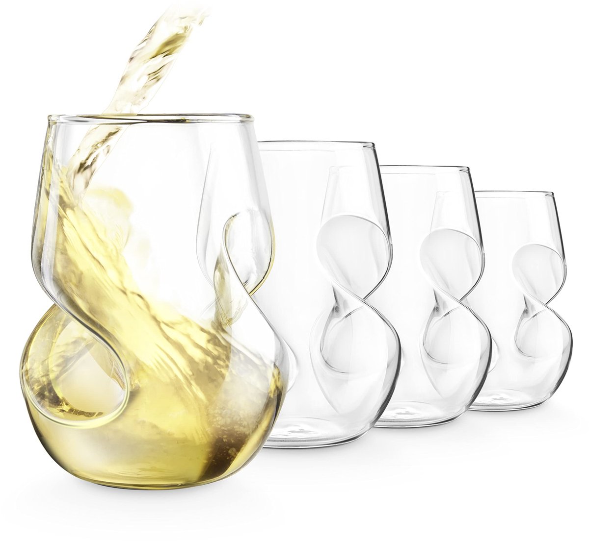 VT Goods - Handgeblazen Wijnglazen - Unieke Ronde Vorm - Set van 4 - Witte Wijn Glazen - 266 ml - Geschikt voor Volwassenen