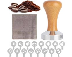 Complete Barista Accessoire Set met 18 Onderdelen, Inclusief Koffietamper, Microvezeldoek en Tamper Station voor Espresso, Perfect voor Koffieliefhebbers en Cafés