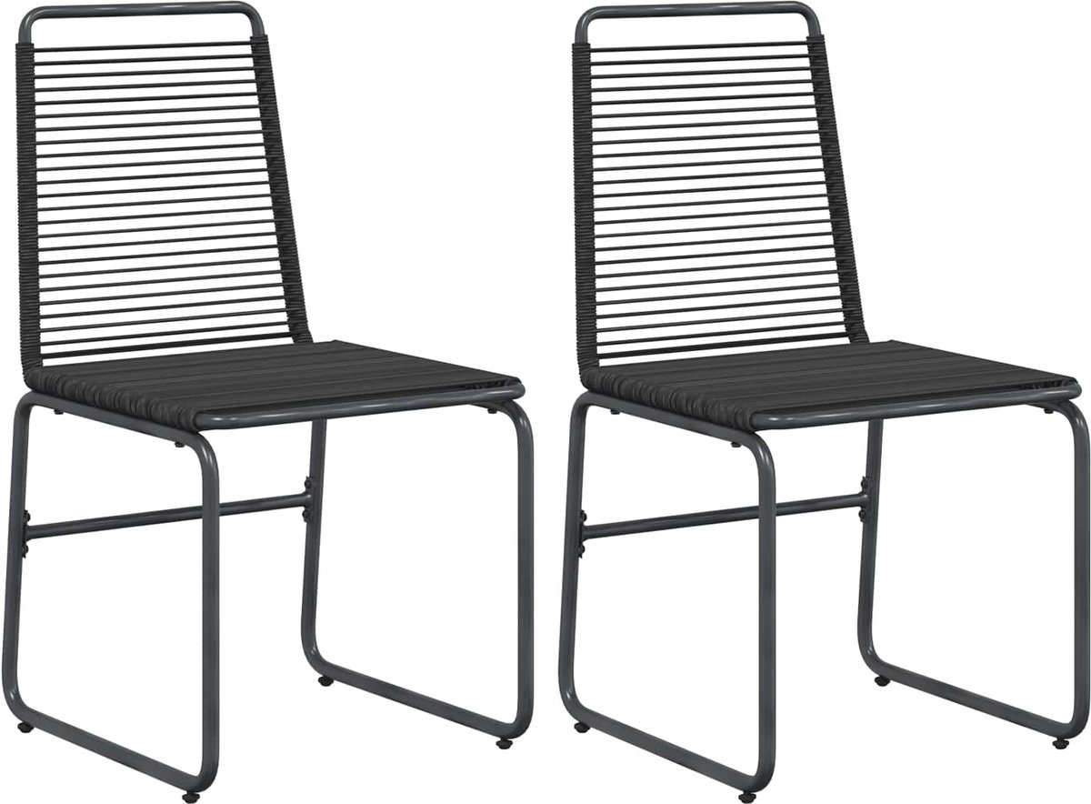 vidaXL - Tuinstoelen - 2 - pcs - Zwart - 48 - x - 55 - x - 89,5 - cm - Rattan