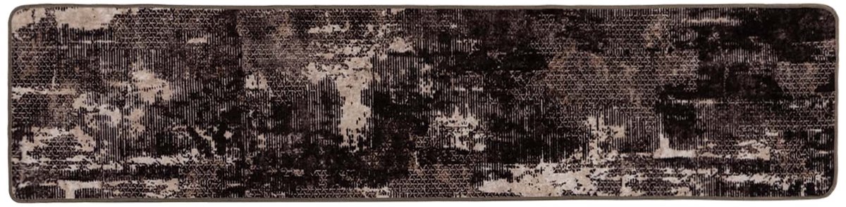 vidaXL Tapijt - Runner - MARSA - Zwart - en - Wit - 50 - x - 100 - cm - Polyester - en - PVC