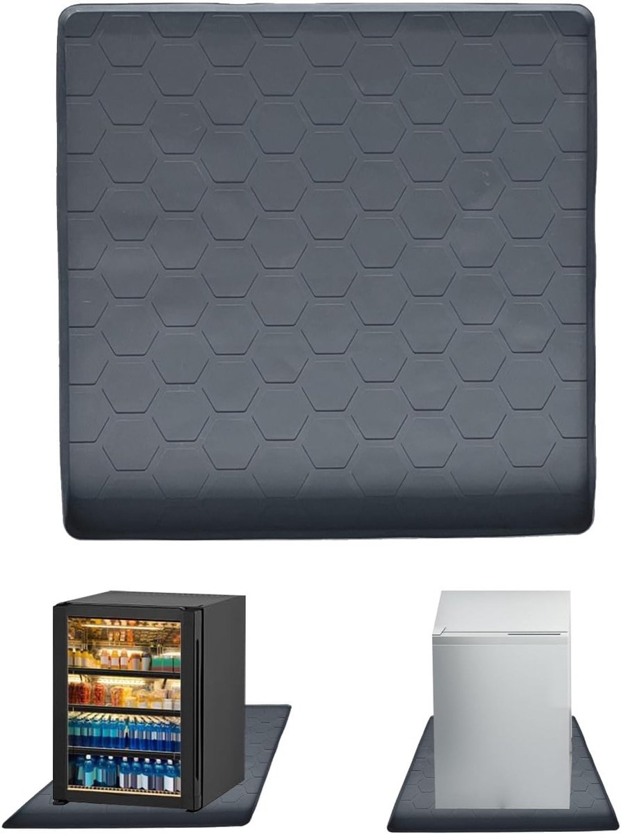 Siliconen Koelkastmat met Verhoogde Rand, Druptray en Vloerbescherming voor Koelkast en Wasmachine, 60 x 60 cm, Waven Grey