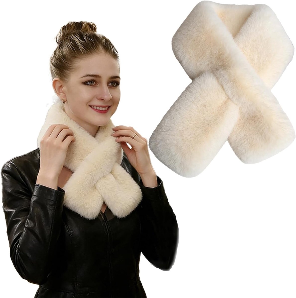 Lange zachte en comfortabele nepbont sjaal met strik, perfect voor koude winterdagen, warm en stijlvol accessoire voor vrouwen