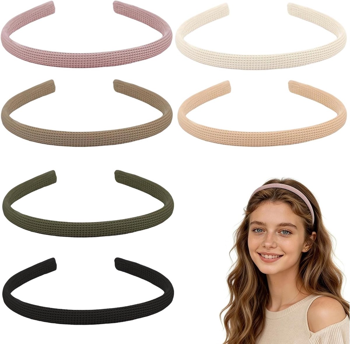Zwarte Haarbanden voor Dames, 6 Stuks Anti-slip Haarreifen voor Make-up en Gezichtsverzorging, Ideaal voor Elke Gelegenheid