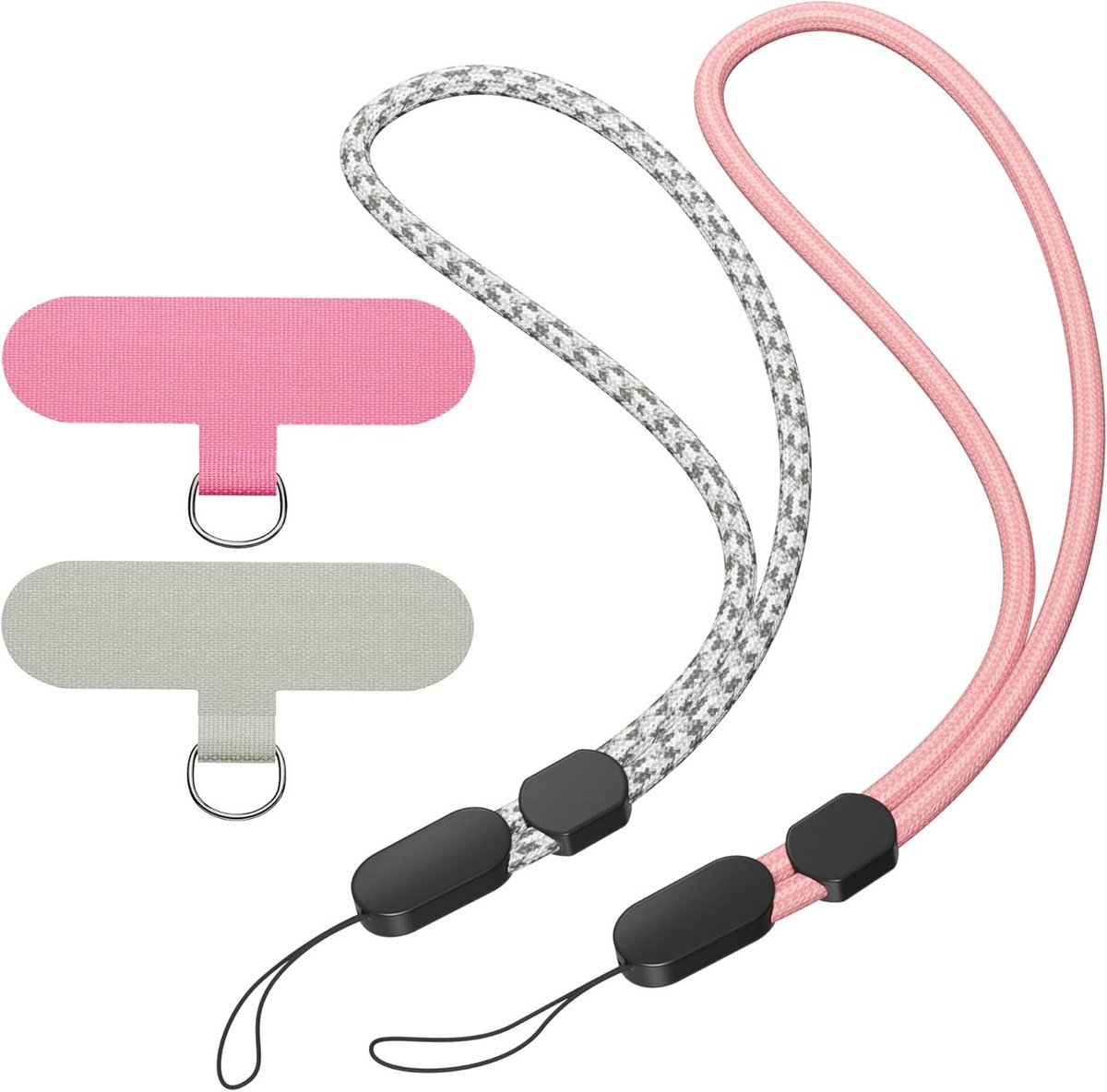Polsbanden met Telefoon Lanyard in Roze en Gestreept Grijs, Ideaal voor Smartphone en Draagcomfort, 21*2*1cm