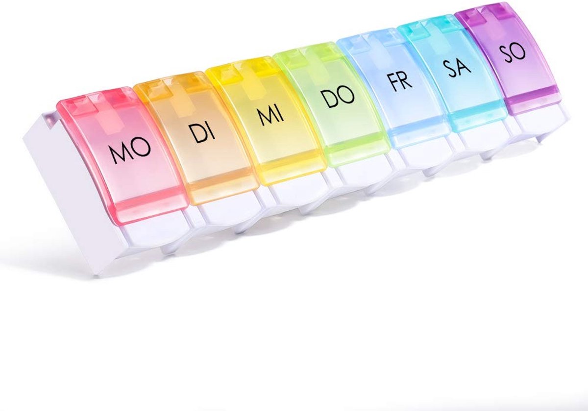 Store_9 - Pillendoos - Organisator voor medicijnen - Handig voor onderweg - Regenboog ontwerp - Tablet box - Geschikt voor visolie en vitamines