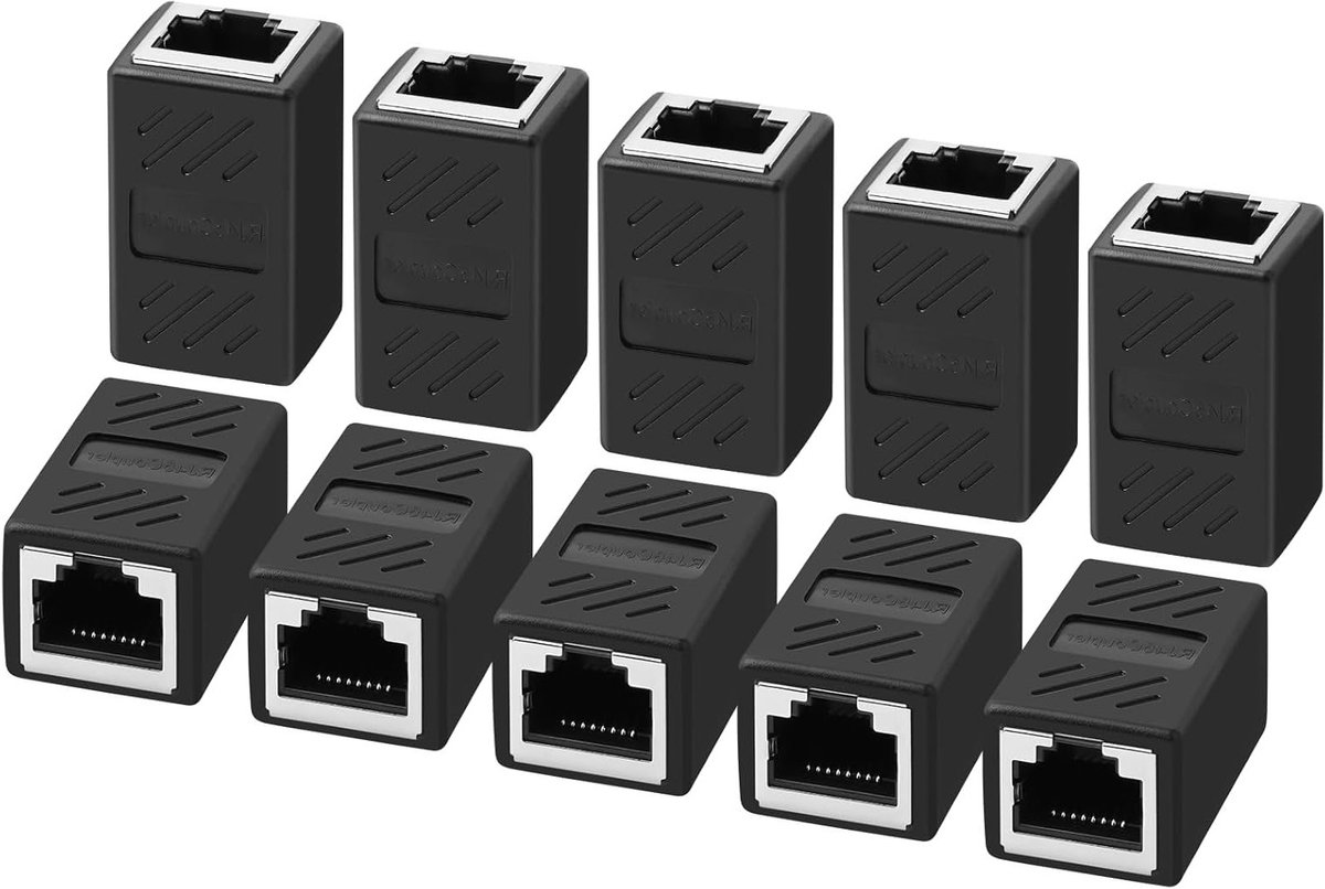 RJ45 Coupler Cat7 - 10 Stuks CAT6 Verbindingsconnectoren voor LAN Kabels, Netwerk Kabel Verlenging en Aansluitingen