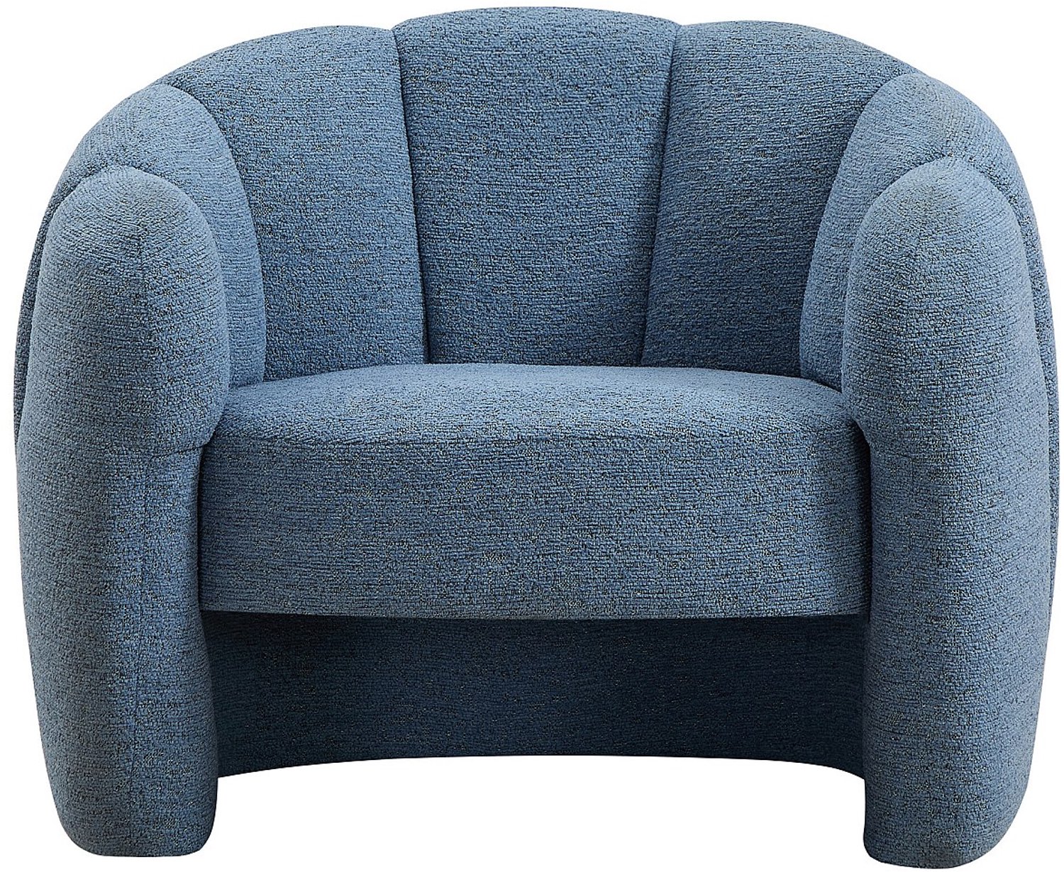 Vente-unique Schelpvormige fauteuil in blauwe chenillestof DELIPO