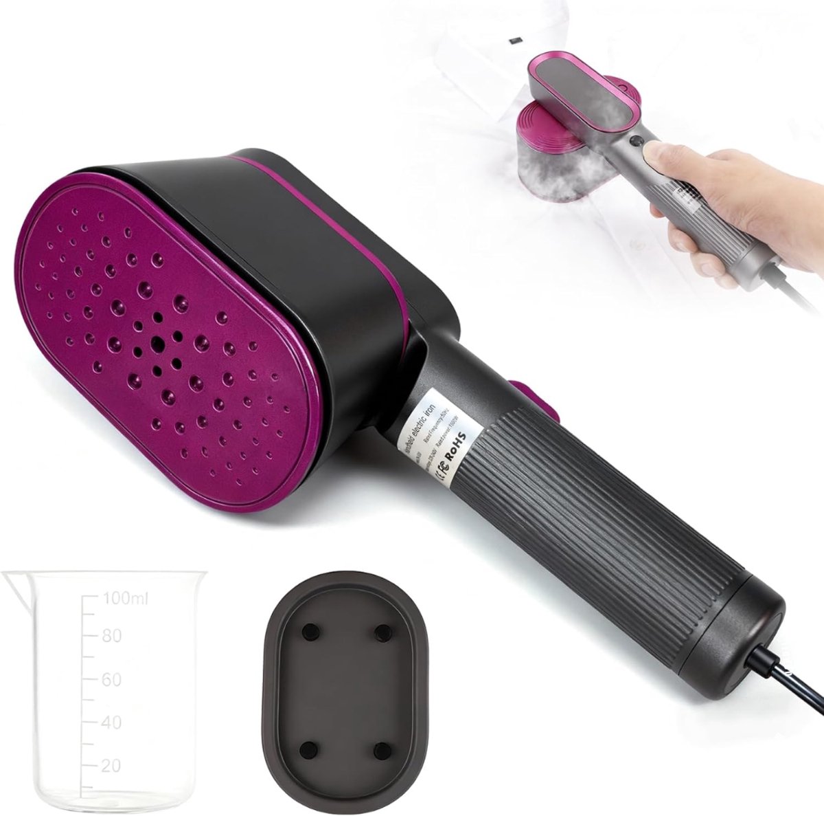 YOR® Stoomreiniger kleding - Stoomreiniger - Stoomreinigers - 1200 W - 260 ml - Kledingstomer - Grijs - ‎22cm x 10cm x 12cm