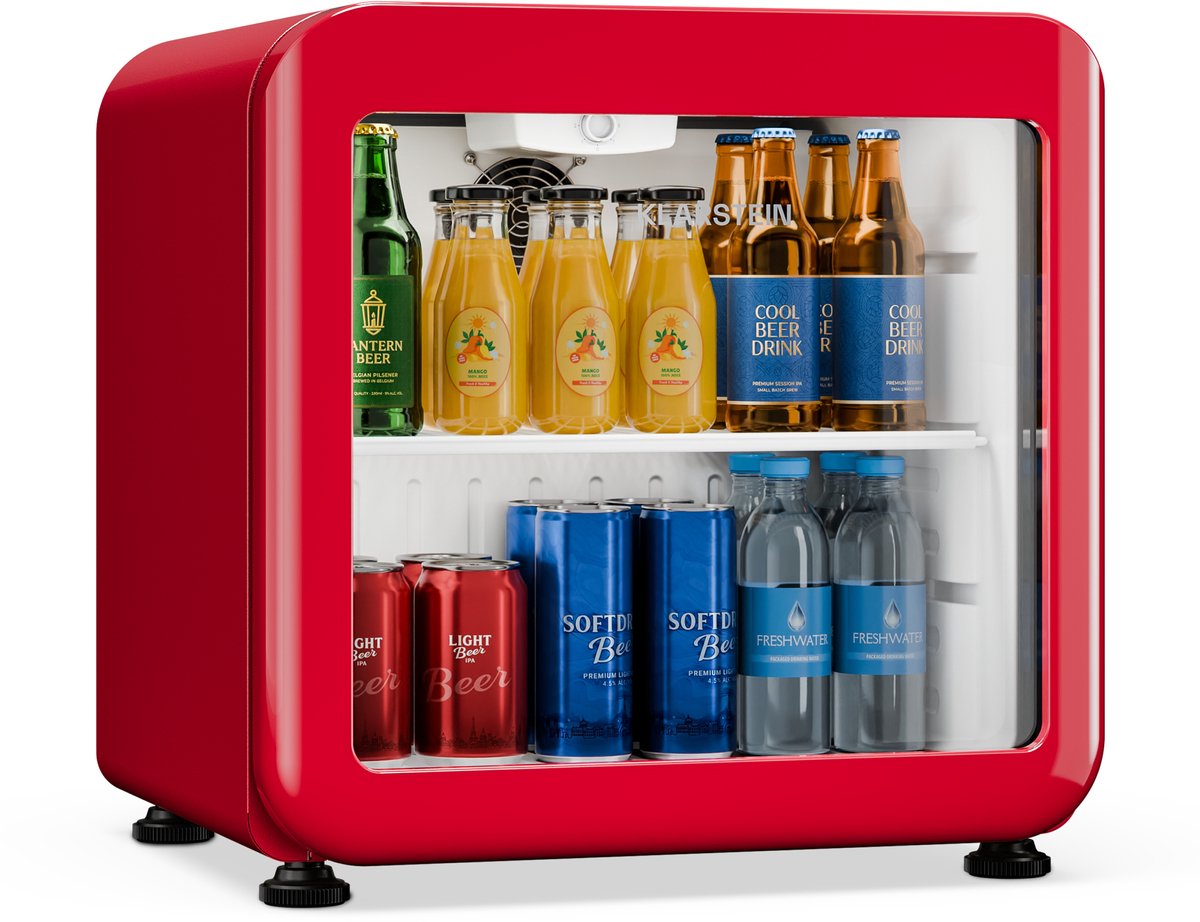 Klarstein Audrey Evo drankenkoelkast 45 L – Drankenkoeling met glazen deur, ledverlichting, regelbare temperatuur 0-10 °C, stille werking