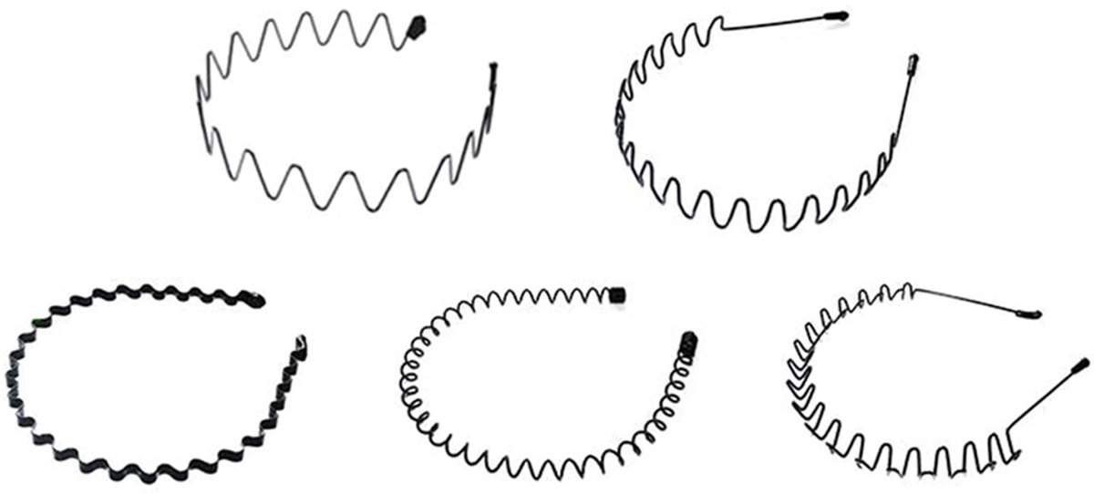 Oneay 5-delige unisex zwarte metalen spiraalvormige haarband, haaraccessoire, onzichtbaar naar achteren gekamd golvend kapsel