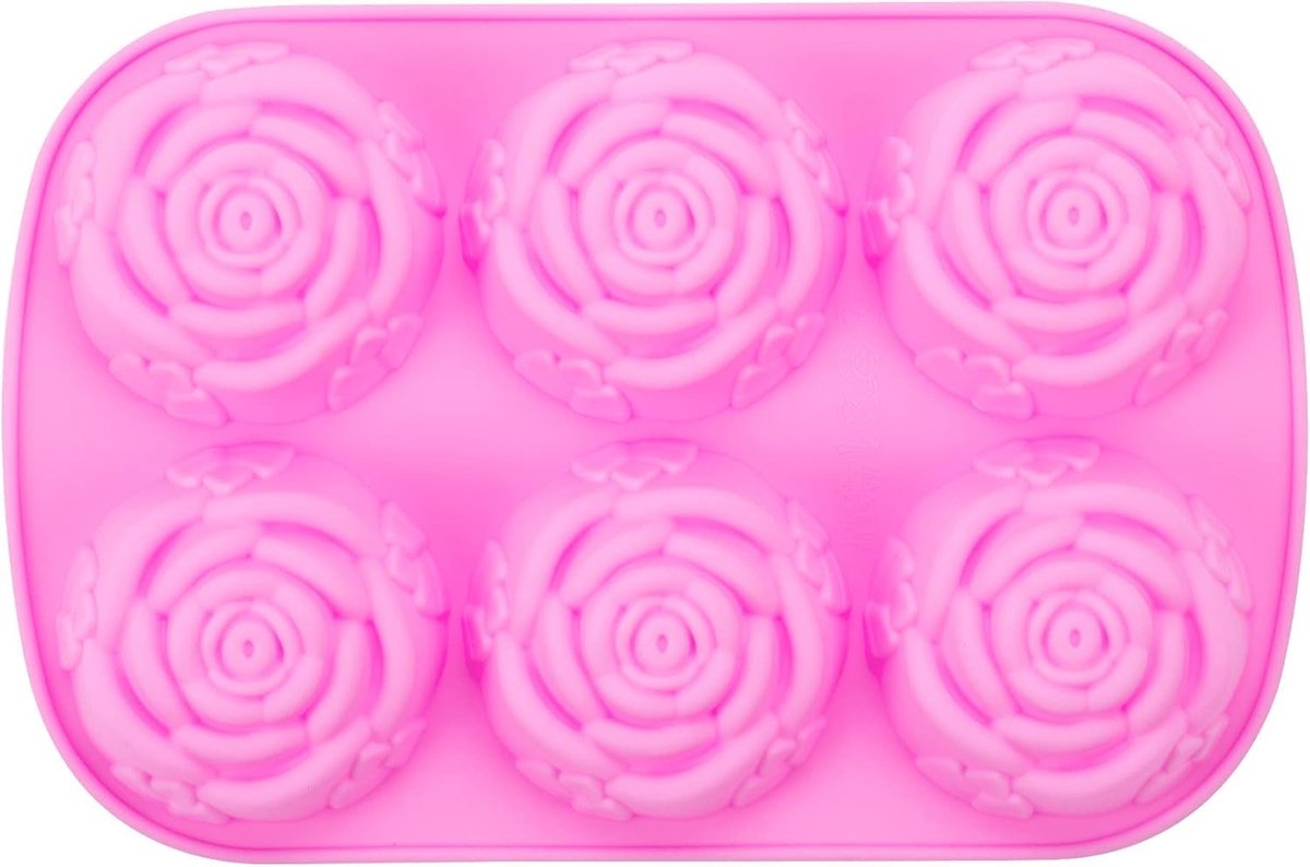 Roosvormige ijsblokjesvorm, 2 siliconen bloemvormige ijsblokjesvormen, bakvormgeschikt voor 6 vakjes voor cocktails, whisky, snoep, chocolade, cake, koekjes en cupcakes
